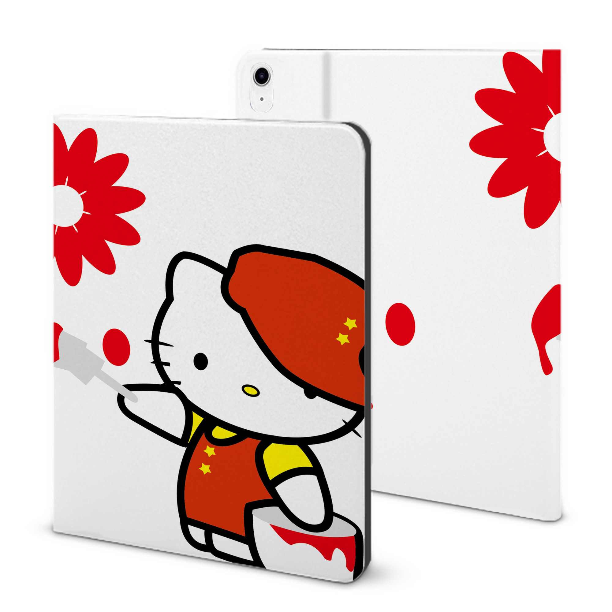 （画像用） Hello Kitty ハローキティ IPad ケース ブック型 PUレザー TPU 耐衝撃 軽量 薄型 ペン収納なし 全面保護 IPad 各モデル対応